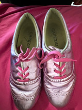 Capezio Roxy Tap Shoes, Lace-Up, Women s 9.5M, Light Metallic Pink.