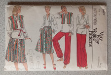 Vintage 70s 80s Vogue 9827 Sewing Pattern Gypsy Boho Top Vest Trousers Skirt 10