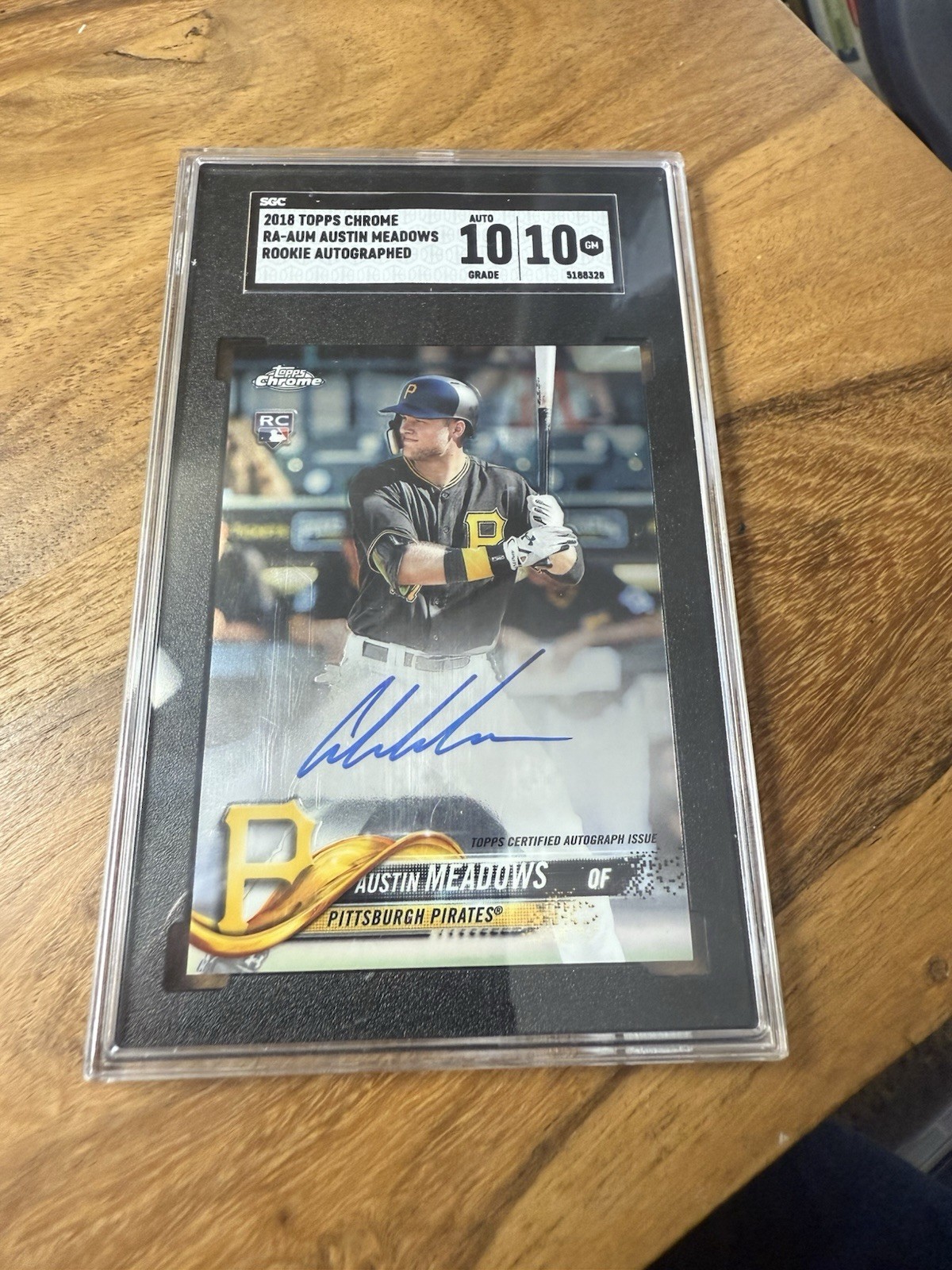 2018 Topps Chrome - Rookie Autographs Austin Meadows #RA-AUM (AU, RC)