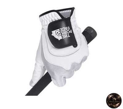THE PORK FACE Golfhandschuhe für Herren - rutschfester Griff - weiß