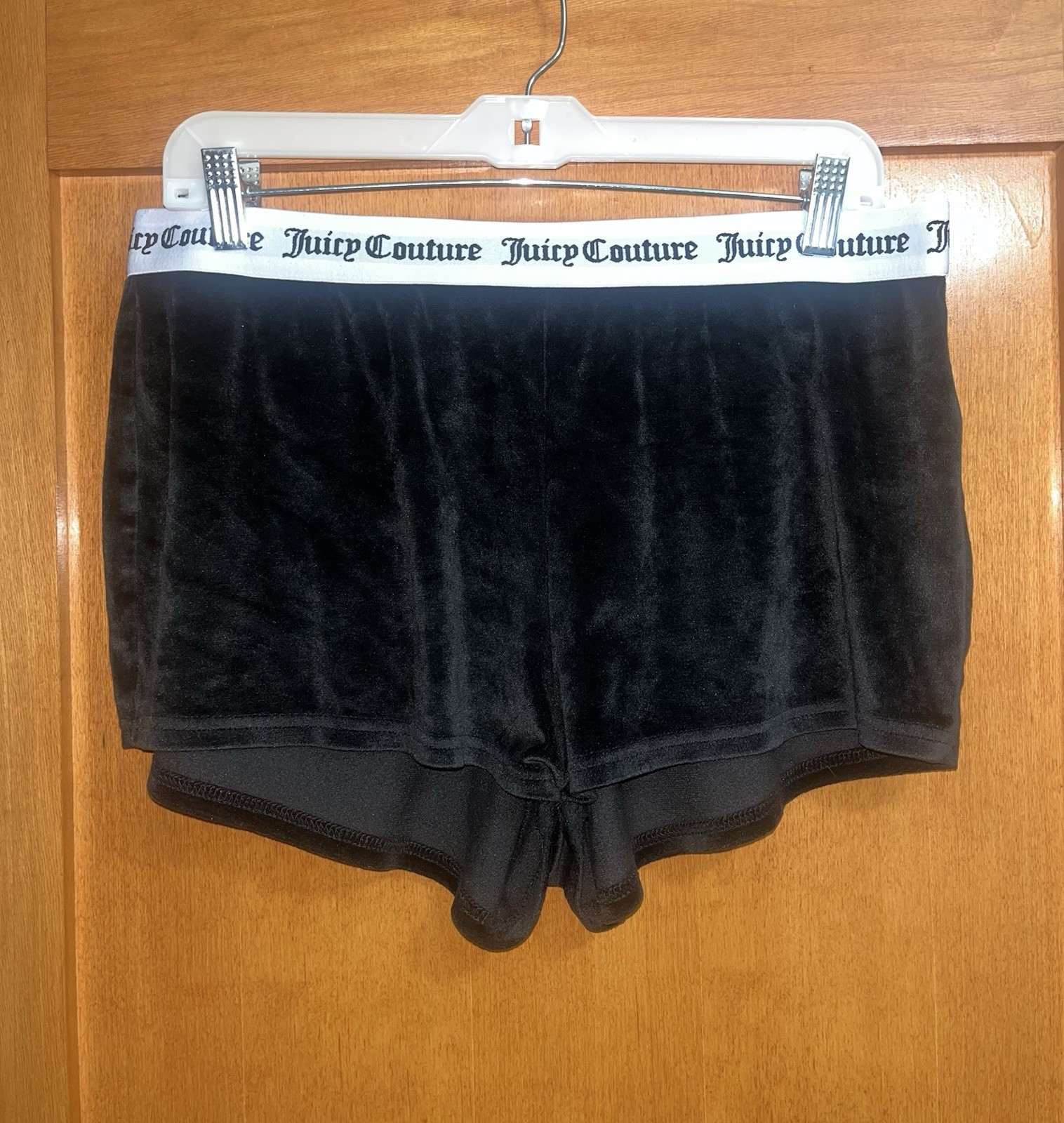 Juicy Couture Black Velour Vintage Y2K Sleepwear Shorts Bling Rhinestone Logo XL