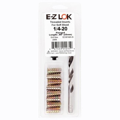 EZ Hex Thread Repair Kit Soft Wood Flanged Inserts 1/420x25mm Drill Tool
