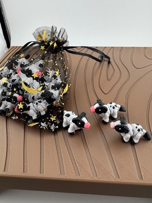 Micro Cow Figure, Tiny Farm Animal Collectible, Hide and Seek Toy, 3D Mini Cow