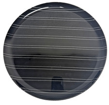 Rare Glass Platter Plate Black White Stripes Encore 1980's 13” Vtg Romaina READ