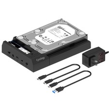 Dual-Bay Hard Drive Docking Station M.2 NVME SATA SSD/HDD Enclosure with Off...