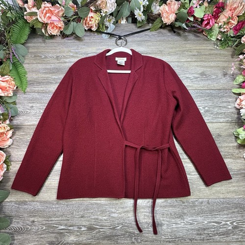 Vintage Talbots Cardigan Size Small Petites Women’s Tie Red Wrap 100% Wool