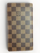 Louis Vuitton Damier Ebene Brazza Wallet Brown Long Bifold Authentic
