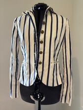 Lauren Ralph Lauren Women's Blazer White and Blue Stripes Nautical Sailor Size 4