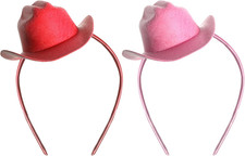 2Pcs Cowboy Mini Hat Headbands Cowgirl Mini Hat Headbands Accessories for Women
