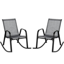 2PCS Outdoor Rocking Chair Heavy-Duty Metal Rocker Patio Anti-Slip Gray