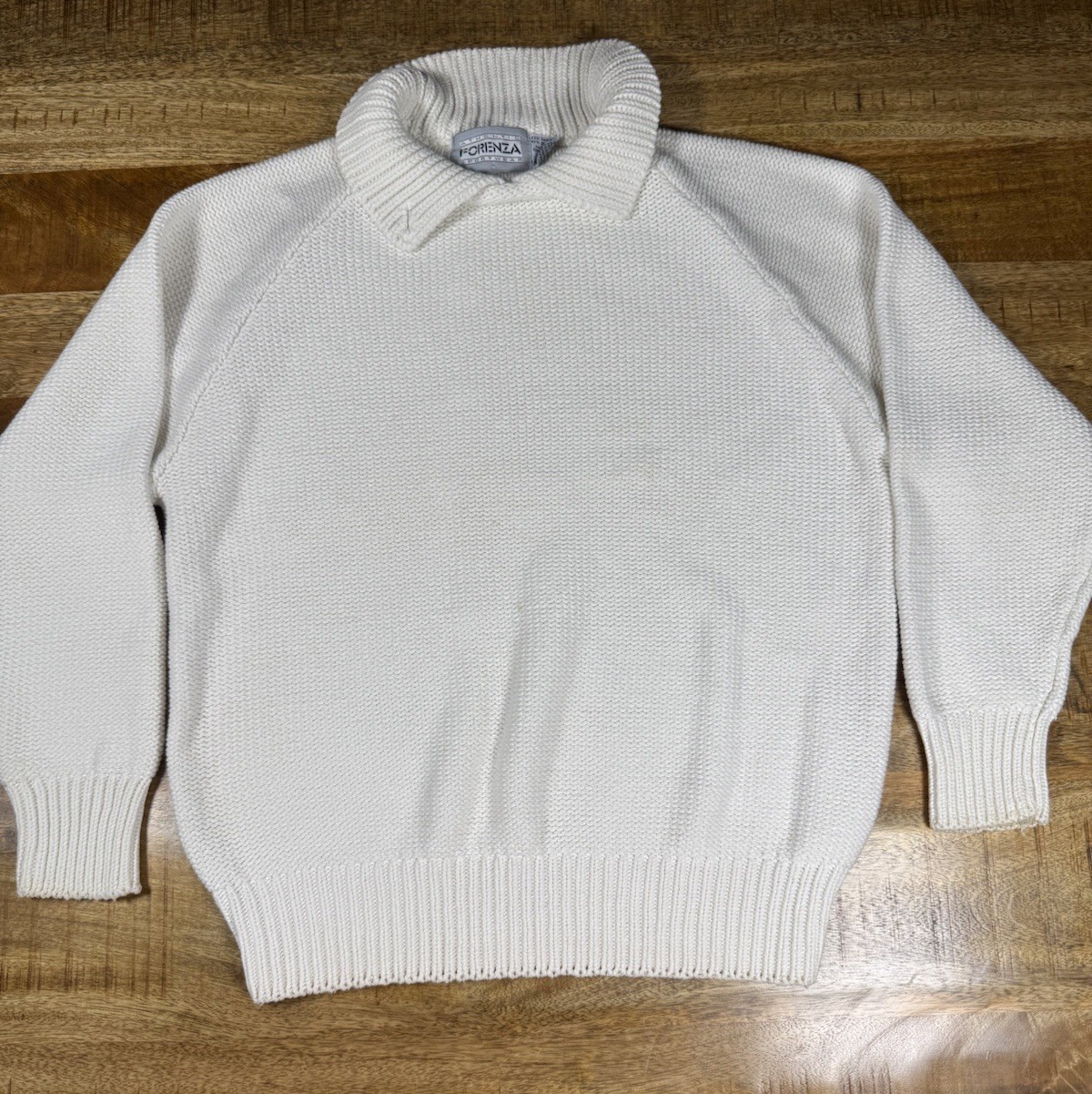 Vintage Forenza Sportwear Sweater Womens S Ivory Cotton Ramie Collared Pullover