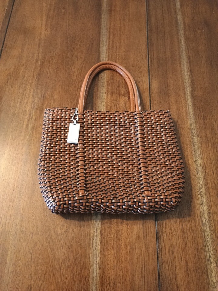 Vintage Nine West Dark Brown Bag Purse  small Woven Tote 90s y2k