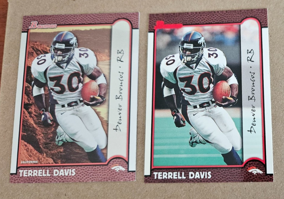 Terrell Davis 1999 Bowman base & Interstate lot #34 Denver Broncos