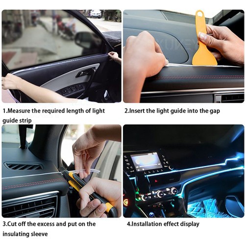 5M Car Interior LED Strip Lights USB Ambient Blue Neon EL Wire Flexible Gap Trim - Afbeelding 7 van 9