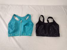 M&S 2pcs Wireless Sports Bras Blue Front Zip Fastening & Black Pattern Size 32G
