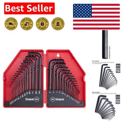 Versatile 30-Piece L-Shaped Hex Key Set with Chamfered Tips in Storage Case