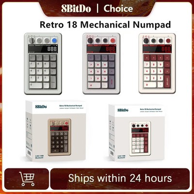 8BitDo Retro 18 Mechanical Numpad , Suporta Modo Calculadora, Bluetooth, 2.4G, N