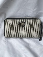 Tory Burch Kerrington Zip Continental Wallet Zipper Navy White Zag Logo