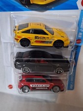3 2025 HOT WHEELS RHD HONDA 98 Prelude 1985 CR-X '92 Civic EG of 3 J-Imports