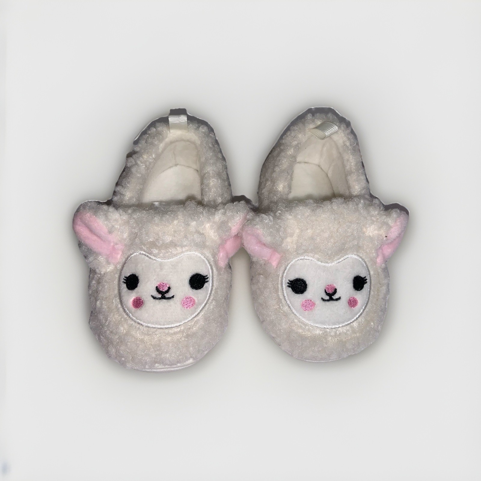 Toddler Size 5 Sweet Little Lamb Slippers Cozy Plush Rubber Sole Kids House Shoe