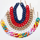 Acrylic Wide Link Necklace Colorful Matte Chunky Collar Chain Jewelry Wear