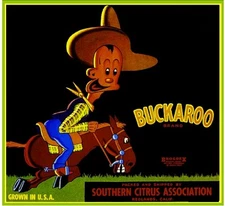 Redlands Buckaroo Cowboy Orange Crate Label Art Print