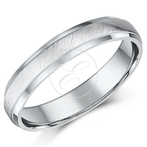 Anillo de paladio pesado en forma de D banda de boda - Imagen 3 de 6