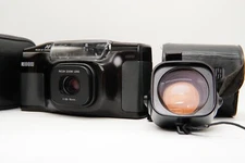 N MINT Ricoh RZ-750 DATE 35mm Film Point and Shoot Camera & tele conversion lens