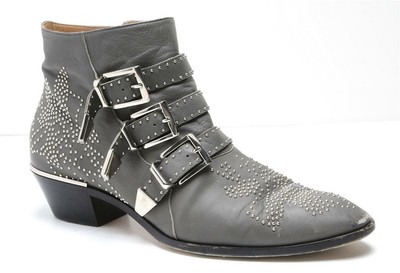 gray booties low heel