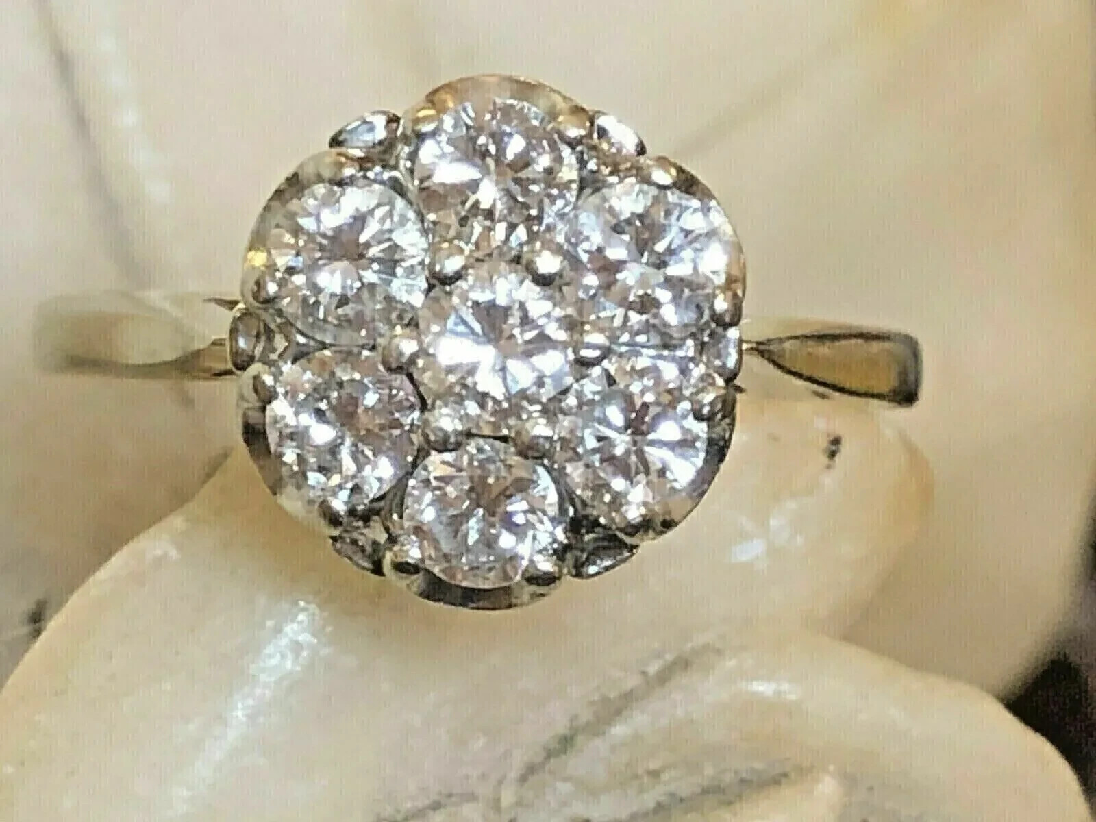 3.25ct Round Cut Cubic Zirconia 14k White Gold Finish Cluster ...