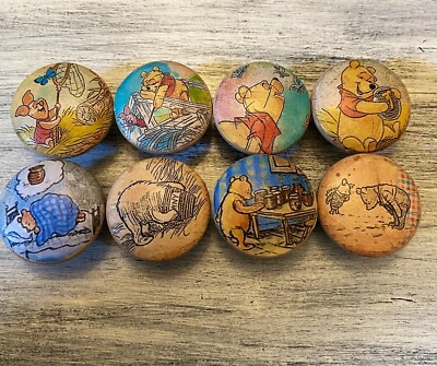WINNIE THE POOH Storyteller Cabinet Knobs Drawer Pulls Set of 8: HANDMADE WOOD