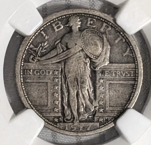 1917-S NGC VF25 Type 1 Bare Breast Standing Liberty Quarter Nice Type Coin