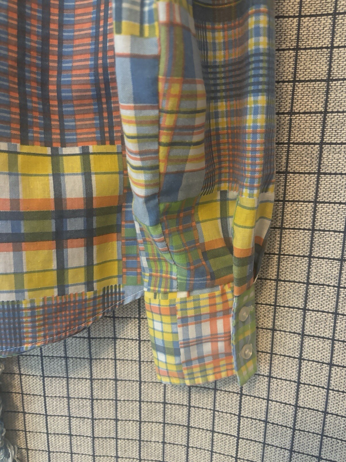 Vintage 70s Plaid Patchwork Button Down Soft Cott… - image 10