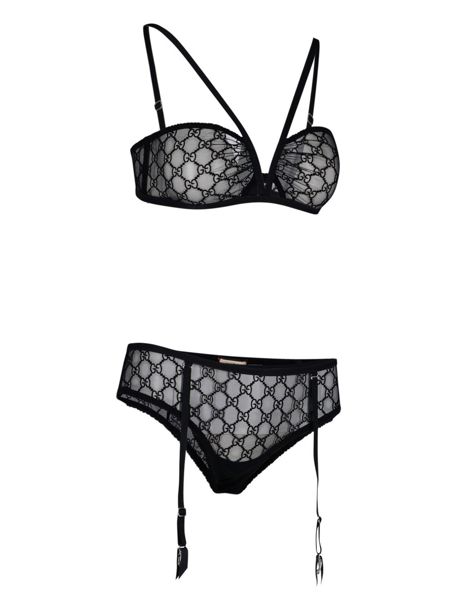 スパッツ・レギンス GG All Over Embroidered Tulle Lingerie Set NWT GUCCI GG STAR TULLE LINGERIE SET SIZE M BLACK | eBay