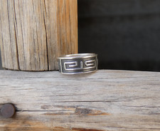 Sterling Silver Greek Key Wedding Band Ring