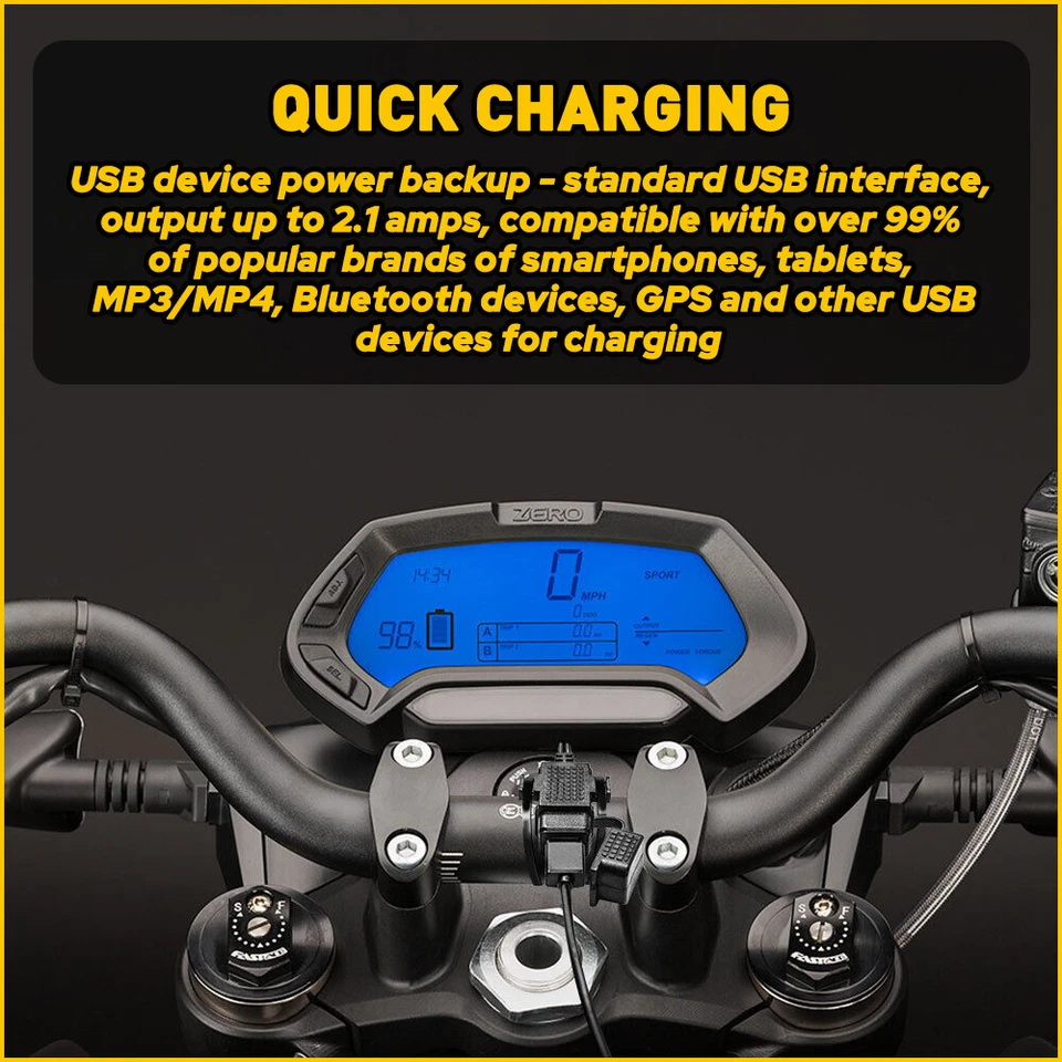 Motorcycle USB Charger SAE Waterproof USB to Cable Adapter Socket Battery - Image 3 of 4