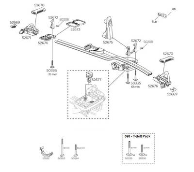 Thule 598 ProRide Roof Mounted Cycle Carrier Multi-Listing Breakdown
