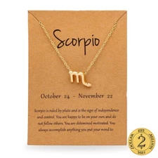 D2M 18K Gold Plated Zodiac Scorpio Necklace, Unisex