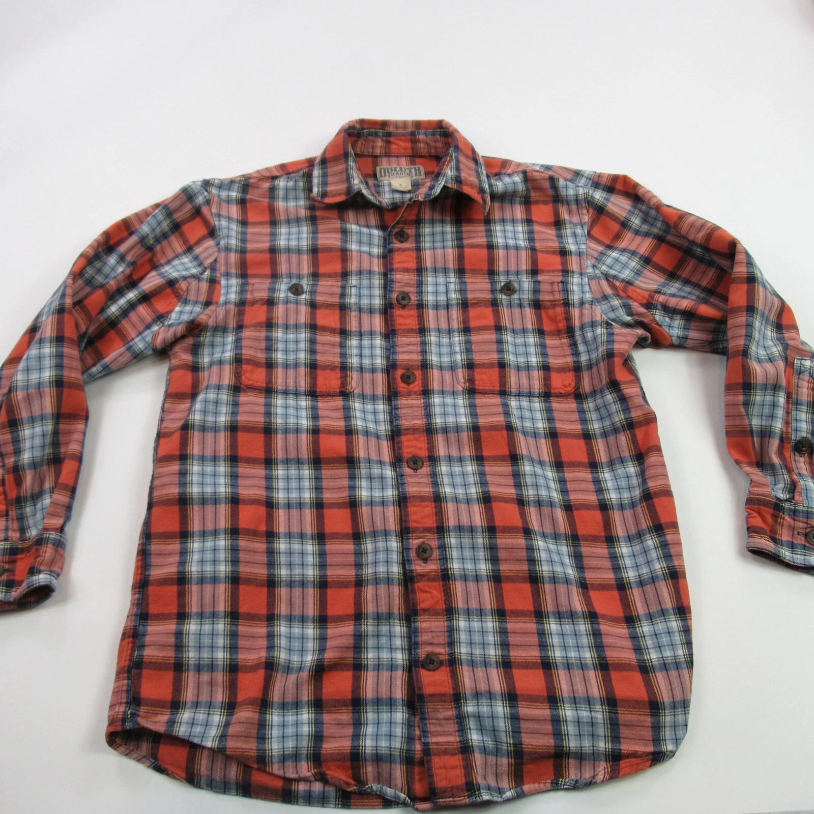 Duluth Shirt Mens Small Long Sleeve Button Front Plaid Pockets Outdoors