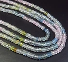Pretty Natural Multi Aquamarine Rondelle Gems Micro Faceted Beads 4mm 13"Strand