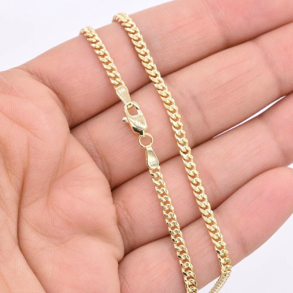 Collar colgante con dije inicial del alfabeto D diamante real cadena oro 10k 3 mm 18"". Foto 3 de 4