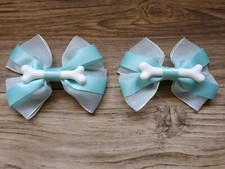 NEW White Bones Blue Bow Barrette Hair Clips ...