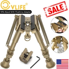 6-9" Hunting Rifle Bipod Spring Return Swivel Stud+Picatinny Rail Mount Adapter