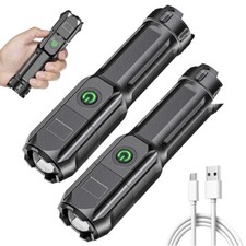 2x Super-Bright LED Tactical Military LED Flashlight Torch 3 Modes Zoomable