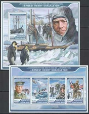 FD0553 2017 TOGO ANTARCTIC EXPLORER SHACKLETON SHIPS PENGUINS #8094-7+BL1430 MNH
