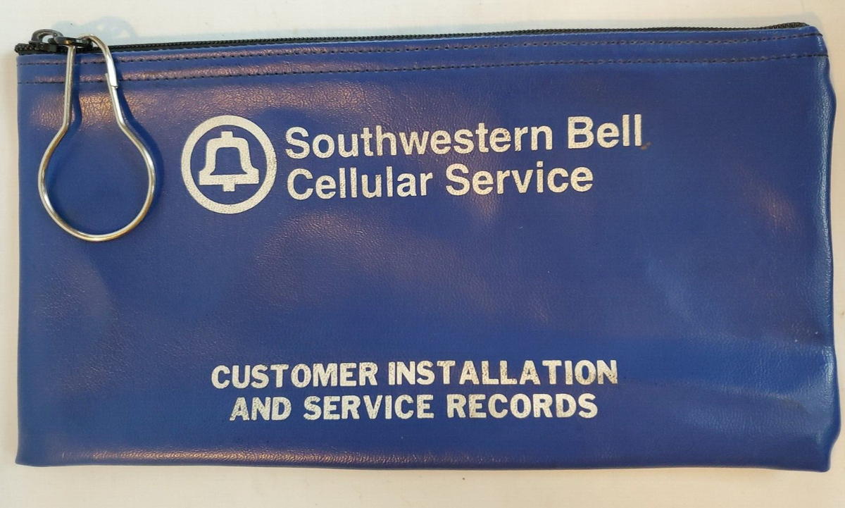 Vintage Blue Southwestern Bell Cellular Service Zipper Vinyl Bank