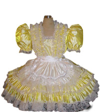 Sissy maid satin yellow dress lockable cosplay costume Tailor-made