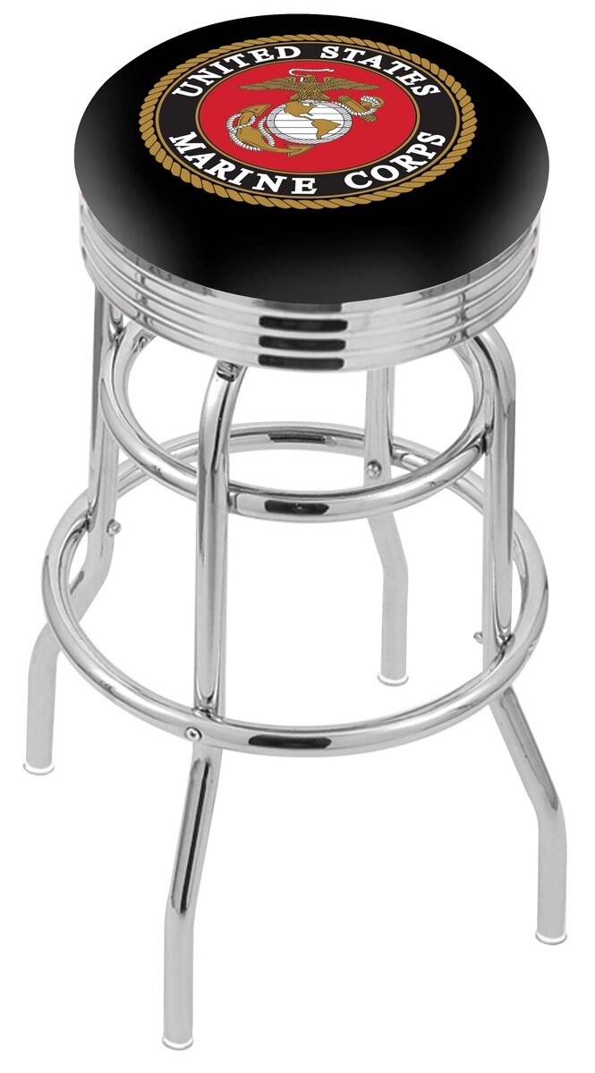 Holland Bar Stool - US Marine Corps Licensed, 30-Inch Height, Chrome Finish, Swivel Seat - View #2