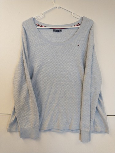 TOMMY HILFIGER Women's Light Blue Long Sleeve V-Neck Size Large