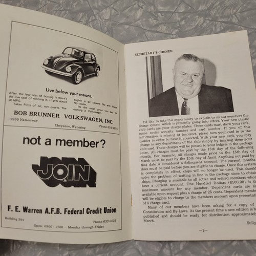 Vintage March 1972 NCO Open Mess Warren AFB Wyoming Magazine Booklet Club News - Picture 2 of 10